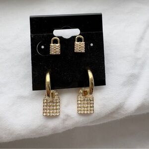 Padlock Hoop & Stud Earring Set